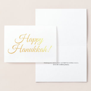Happy Hanukkah elegant script typography custom Foil Card