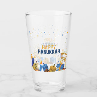 Happy Hanukkah Entertaining Glass