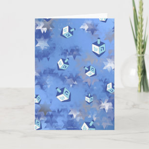 Happy Hanukkah Falling Star and Dreidels Holiday Card