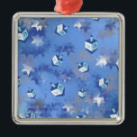 Happy Hanukkah Falling Star and Dreidels Metal Ornament<br><div class="desc">You are viewing The Lee Hiller Design Collection. Apparel,  Gifts & Collectibles Lee Hiller Photography or Digital Art Collection. You can view her Nature photography at http://HikeOurPlanet.com/ and follow her hiking blog within Hot Springs National Park.</div>