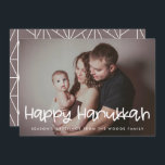 Happy Hanukkah Family photo Holiday Card<br><div class="desc">A modern typography for this photo cards collection. To customise with your favourite family picture. You can also easily change the colour of the font or the geometric background to your liking.</div>