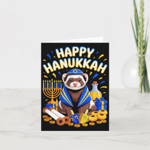Happy Hanukkah Ferret Wearing Jewish Costume Aniam Card