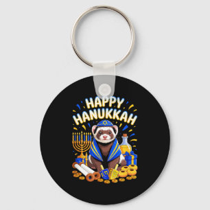 Happy Hanukkah Ferret Wearing Jewish Costume Aniam Key Ring