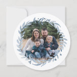 Happy Hanukkah Festival of Light Blue Wreath Photo Holiday Card<br><div class="desc">Happy Hanukkah Festival of Light Blue Wreath Photo flat holiday card from Ricaso - a stunning watercolor blue wreath photo frame design, the blue and white are not over powering leaving your photograph the centre of attention - the delicate text on the back gives this card a sophisticated feel -...</div>