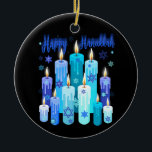 Happy Hanukkah Festival Of Light Star Of David Ceramic Ornament<br><div class="desc">Happy Hanukkah Festival Of Light Star Of David</div>