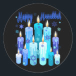 Happy Hanukkah Festival Of Light Star Of David Classic Round Sticker<br><div class="desc">Happy Hanukkah Festival Of Light Star Of David</div>