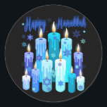 Happy Hanukkah Festival Of Light Star Of David Classic Round Sticker<br><div class="desc">Happy Hanukkah Festival Of Light Star Of David</div>