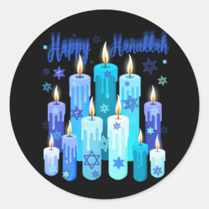 Happy Hanukkah Festival Of Light Star Of David Classic Round Sticker