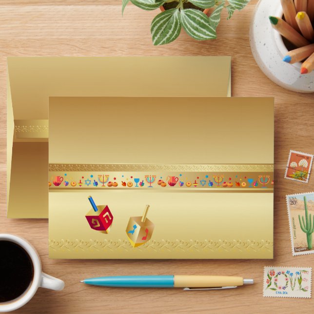 Happy Hanukkah Festival of Lights Gold Envelope (Desk)