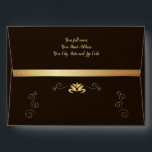 Happy Hanukkah Festival of Lights Gold Luxury  Envelope<br><div class="desc">Gold & Black Luxury Envelope Happy Hanukkah Festival of Lights. Beautiful Jewish Holiday Envelope for Greeting Card. Jewish Holiday Hanukkah Bokeh lights background with traditional Chanukah symbols - wooden dreidels (spinning top), doughnuts, menorah, candles, star of David and glowing lights wallpaper pattern. Hanukkah Festival Decoration. Jerusalem, Israel. Invitations & Stationery,...</div>