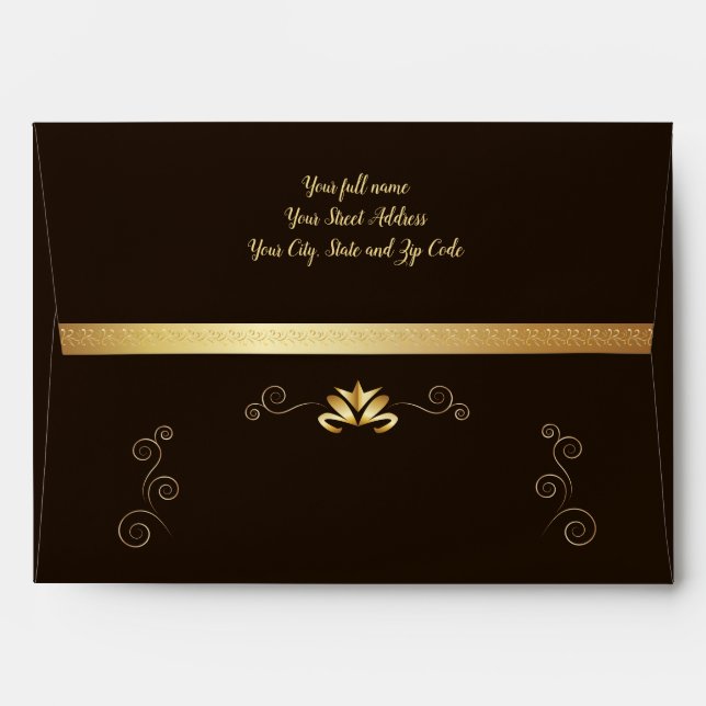 Happy Hanukkah Festival of Lights Gold Luxury  Envelope (Back (Top Flap))