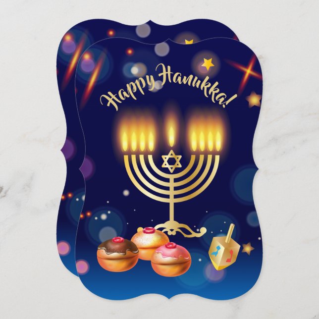 Happy Hanukkah Festival of Lights Invitation (Front/Back)