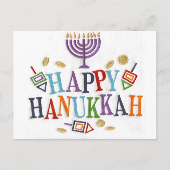 Happy Hanukkah Festive design Holiday Postcard (Front)