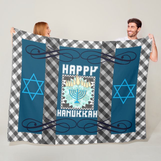 Happy Hanukkah Fleece Blanket (In Situ)
