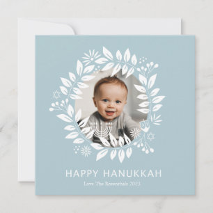 happy hanukkah floral holiday card