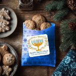 HAPPY HANUKKAH floral wreath Jewish Holiday CUSTOM Square Sticker<br><div class="desc">Hand drawn florals by me for you.  Click "personalise" to edit the text. For more designs and colours check my shop! Or let me know if you'd like something custom.  Ask if you don't find what you need! :)</div>