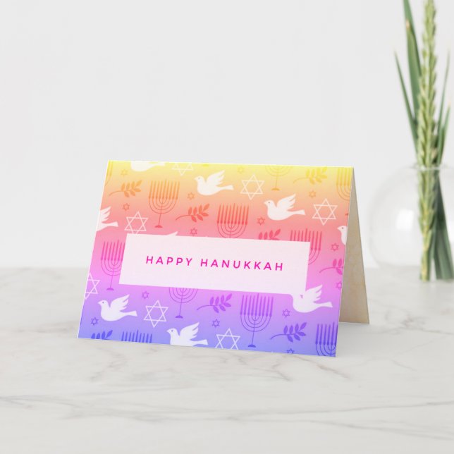 Happy Hanukkah 🕎 Folded Holiday Card (Front)