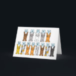 Happy Hanukkah for Cat Lover. Holiday Card<br><div class="desc">Different coloured cartoon cats holding up pale blue cards that have letters on spelling out 'Happy Hanukkah'.</div>