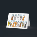 Happy Hanukkah for Cat Lover. Holiday Card<br><div class="desc">Different coloured cartoon cats holding up pale blue cards that have letters on spelling out 'Happy Hanukkah'.</div>