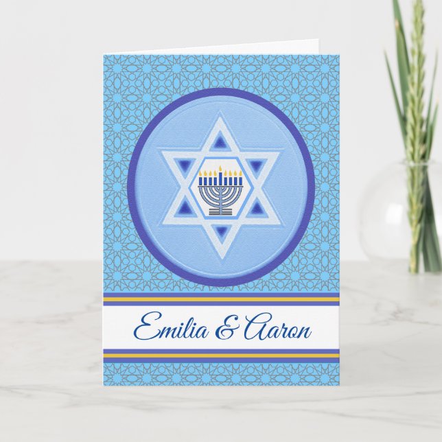 Happy Hanukkah for Couple Add a Name Card (Front)