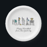 Happy Hanukkah from New York City NYC Chanukah Paper Plate<br><div class="desc">Design features an original pen-and-ink illustration of various New York City landmarks, including the Statue of Liberty, Washington Square Arch, and the Brooklyn Bridge, "dressed up" for the holiday season. Ideal for celebrating Hanukkah and the Jewish holidays. This NYC design is also available on other products. Coordinating Chanukah party designs...</div>