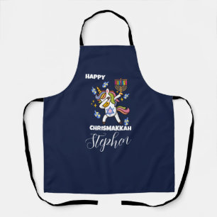 Happy Hanukkah ,funny dabbing unicorn Apron