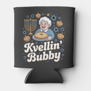Happy Hanukkah Funny Jewish Holiday Kvellin Bubby Can Cooler