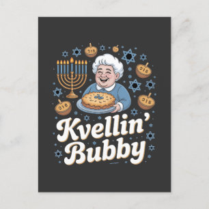 Happy Hanukkah Funny Jewish Holiday Kvellin Bubby Invitation Postcard