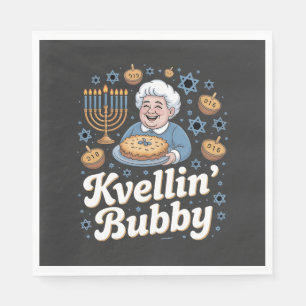 Happy Hanukkah Funny Jewish Holiday Kvellin Bubby Napkin