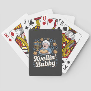 Happy Hanukkah Funny Jewish Holiday Kvellin Bubby Playing Cards