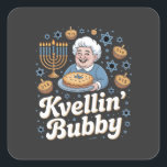 Happy Hanukkah Funny Jewish Holiday Kvellin Bubby Square Sticker<br><div class="desc">Jewish grandmother humour,  kvelling Bubby,  proud Jewish grandma,  Hanukkah 2025,  Jewish family pride,  Bubby celebration,  menorah joy,  cultural appreciation,  Jewish holiday 2025</div>