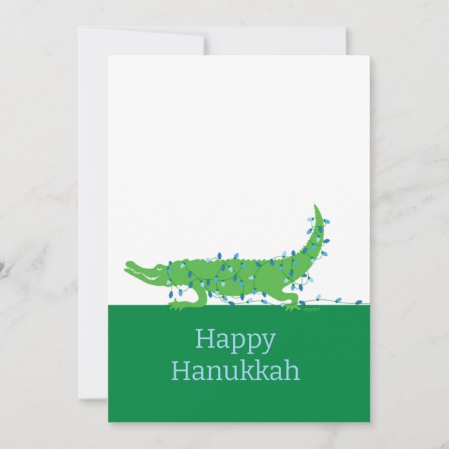 Happy Hanukkah Gator Holiday Card (Front)