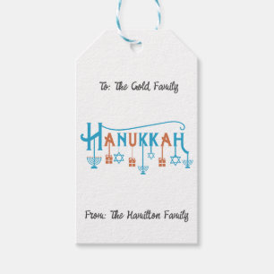 Happy Hanukkah Gift Tag - customise the name