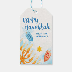Happy Hanukkah Gift Tags Menorah