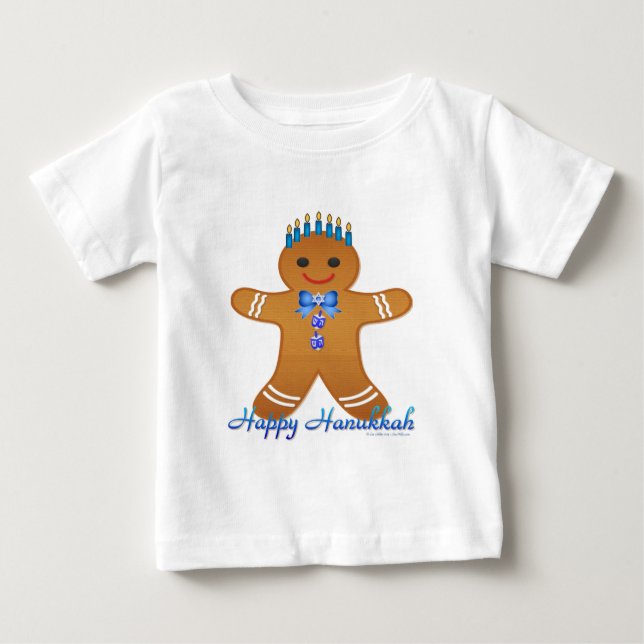 Happy Hanukkah Gingerbread Man Menorah Baby T-Shirt (Front)