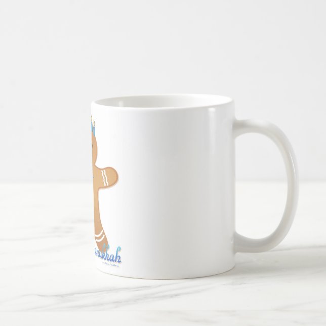Happy Hanukkah Gingerbread Man Menorah Coffee Mug (Right)