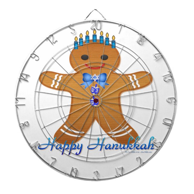 Happy Hanukkah Gingerbread Man Menorah Dartboard (Front)