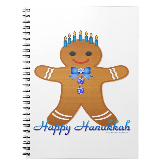 Happy Hanukkah Gingerbread Man Menorah Notebook (Front)