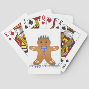Happy Hanukkah Gingerbread Man Menorah Playing Cards