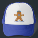Happy Hanukkah Gingerbread Man Menorah Trucker Hat<br><div class="desc">You are viewing The Lee Hiller Design Collection. Apparel,  Gifts & Collectibles Lee Hiller Photography or Digital Art Collection. You can view her Nature photography at http://HikeOurPlanet.com/ and follow her hiking blog within Hot Springs National Park.</div>