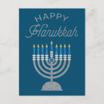 Happy Hanukkah Glitter Postcard<br><div class="desc">Hanukkah 2022 will begin in the evening of Sunday 18 December and ends in the evening of Monday 26 December</div>