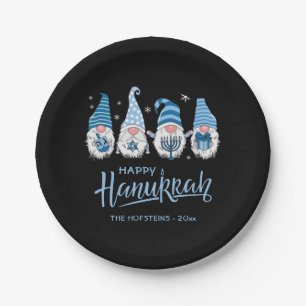 Happy Hanukkah Gnome Funny Family Menorah Dreidel Paper Plate