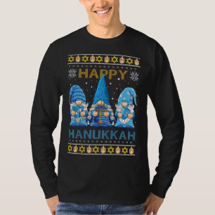 Happy Hanukkah Gnome Gnomies Menorah Pajama Ugly S T-Shirt