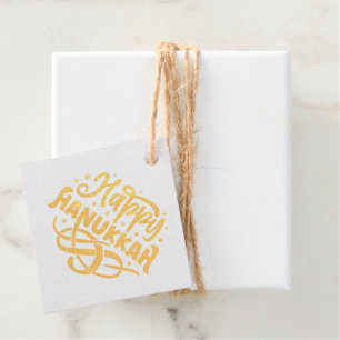 Happy Hanukkah Gold Favour Tags