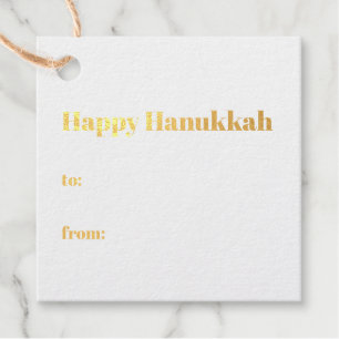 Happy Hanukkah gold foil to from modern stripes Favour Tags