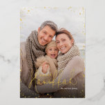 Happy Hanukkah | Gold Glitz Photo Overlay Foil Holiday Card<br><div class="desc">Affordable custom printed holiday photo cards with real gold foil accents. This chic modern design has a gold glitter photo overlay border and stylish script typography. The wording says "Happy Hanukkah". Personalise it with your photo and add your family name and the year. Reverse side has space for additional photos...</div>