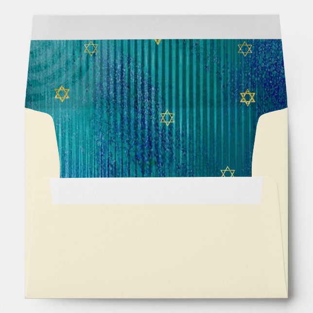 Happy Hanukkah. Gold Menorah Custom Envelope (Back (Bottom))
