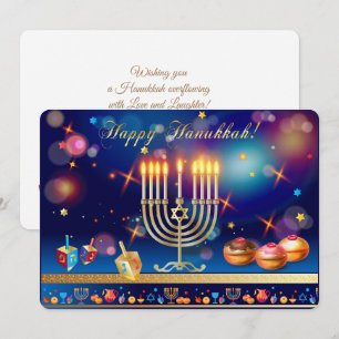 Happy Hanukkah Gold Menorah Jewish Holiday Card