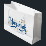 "Happy Hanukkah"  Gold Menorah Large Gift Bag<br><div class="desc">"Happy Hanukkah"  Gold Menorah design.</div>