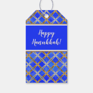 Happy Hanukkah Gold, Silver, and White Laced Gift Tags